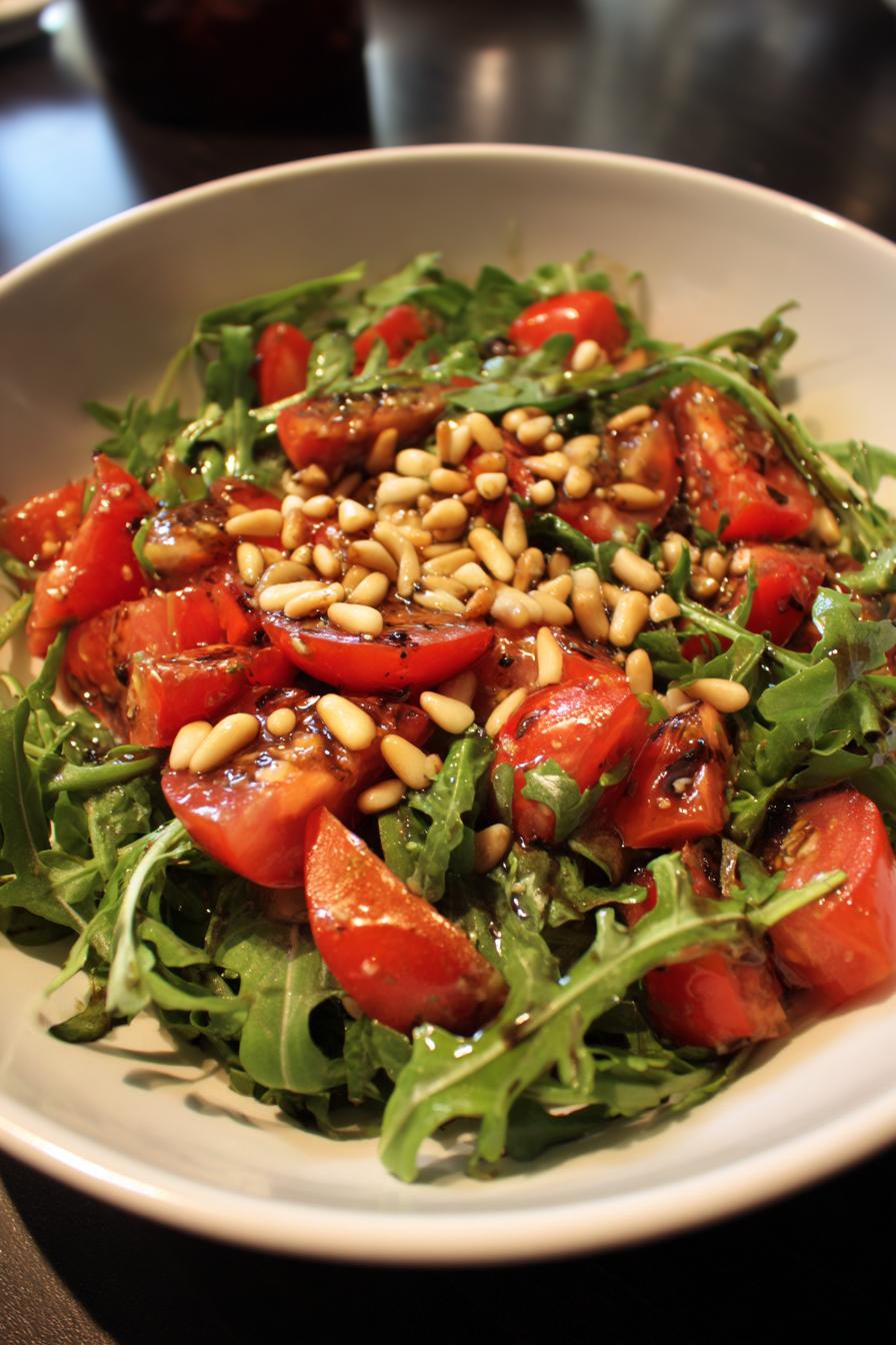Frischer Tomaten-Rucola-Salat mit Pinienkernen - detail 1