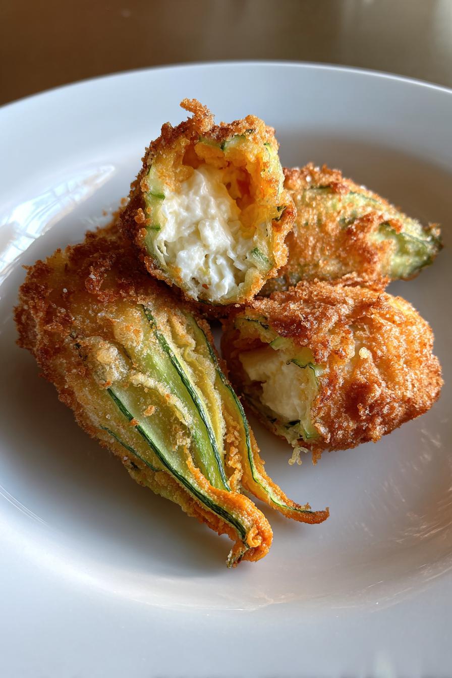 Frittierte ZUCCHINIBLÜTEN mit Ricotta gefüllt - uns läuft das Wasser im Mund zusammen! - detail 3