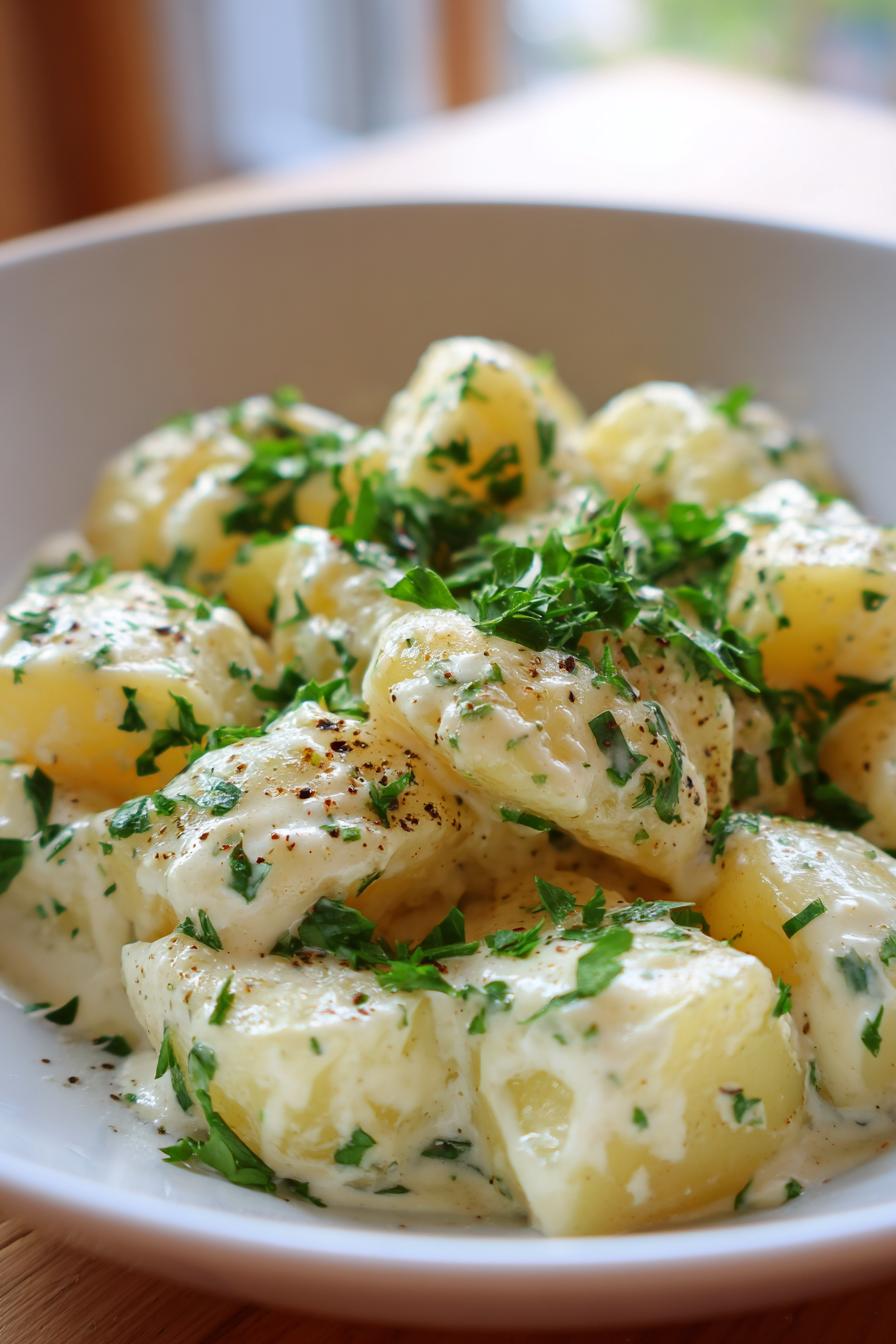 Kartoffeln mit Knoblauch-Sahnesauce - detail 3