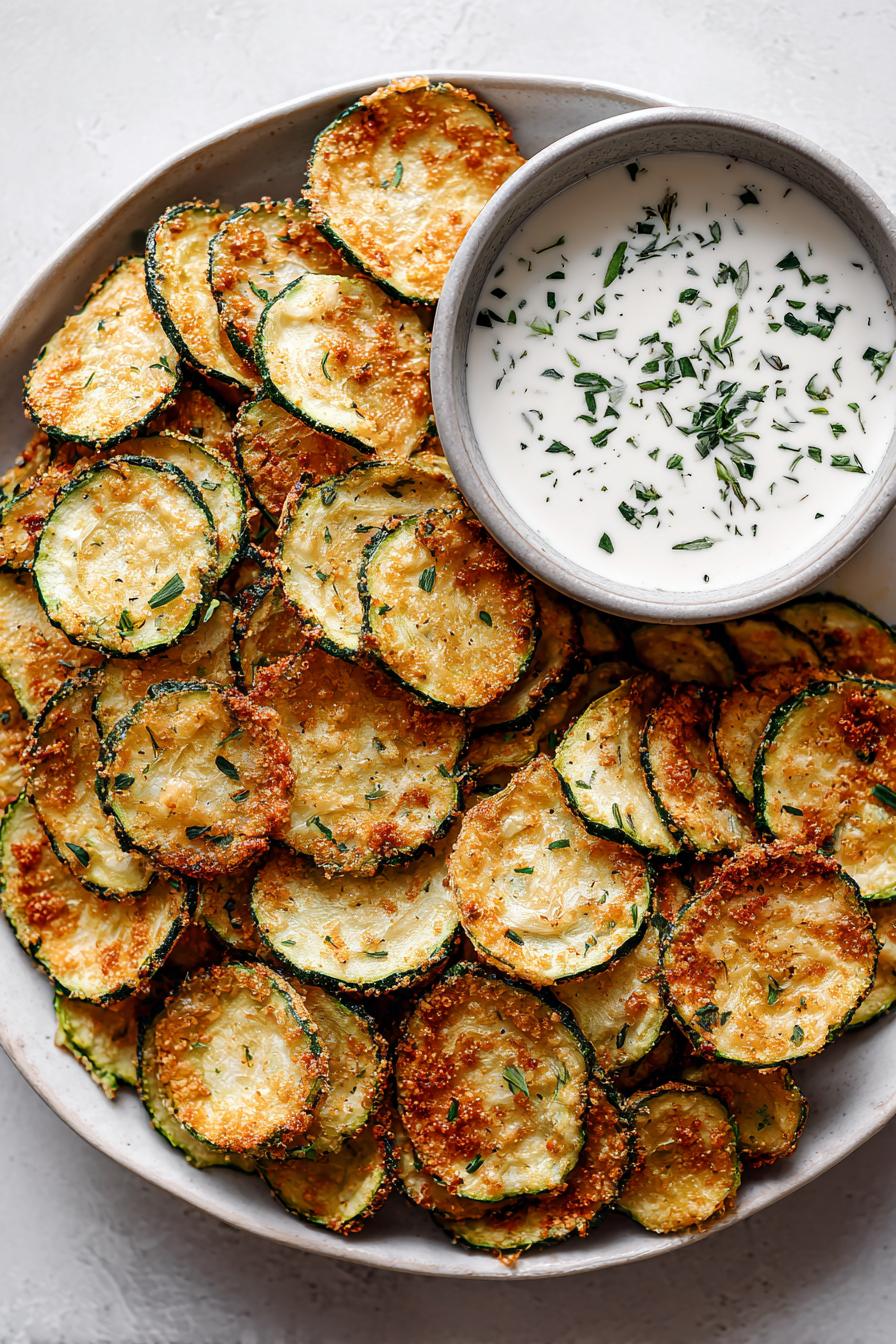 Krosse Zucchini-Chips mit Joghurt-Dip – gesunder Snack - detail 2