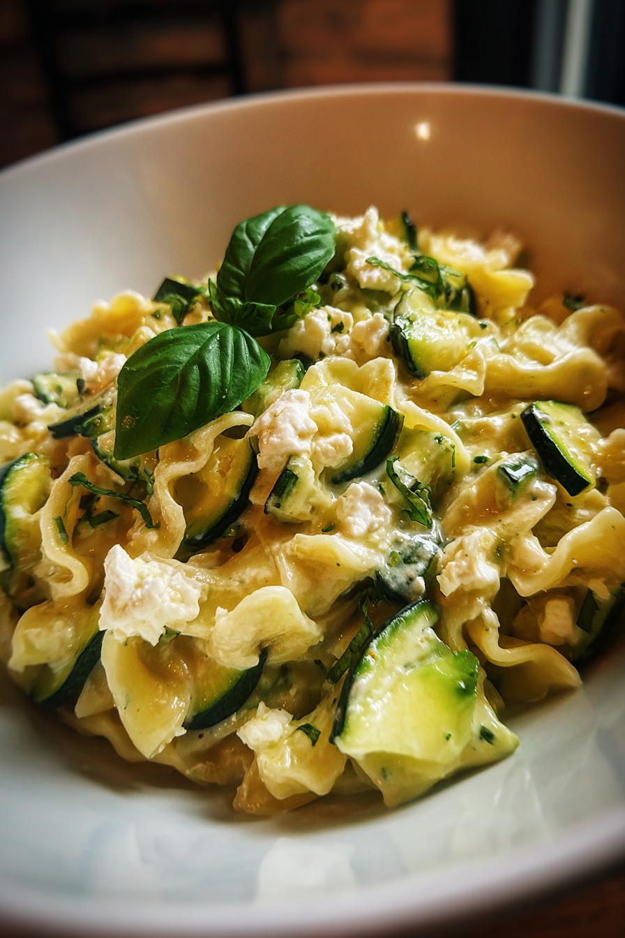 Zucchini Feta Pasta Nudeln in Zucchini Soße Sauce Rezept Rezepte leckeres Abendessen - detail 2