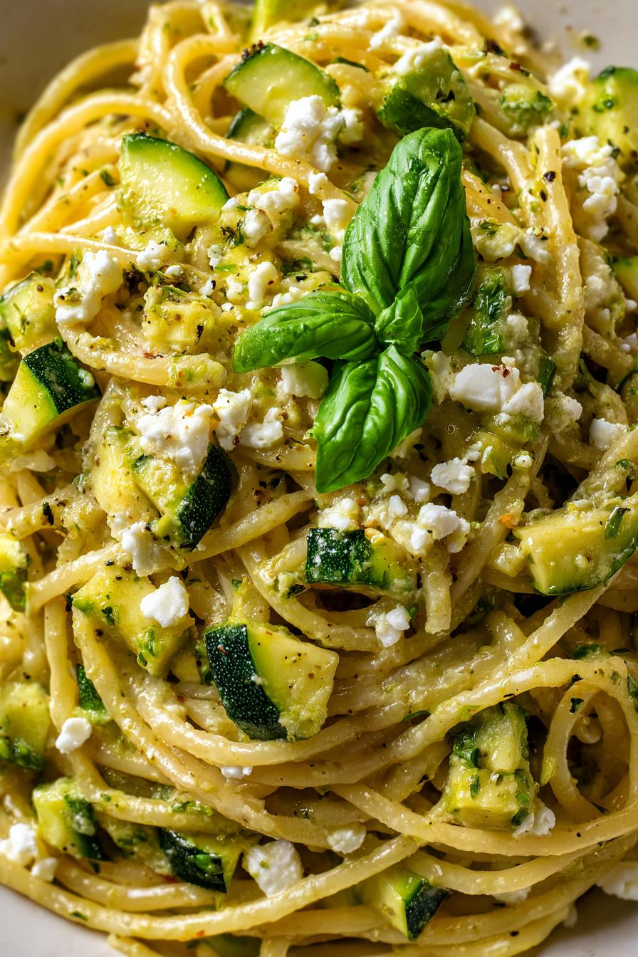 Zucchini Feta Pasta Nudeln in Zucchini Soße Sauce Rezept Rezepte leckeres Abendessen - detail 3