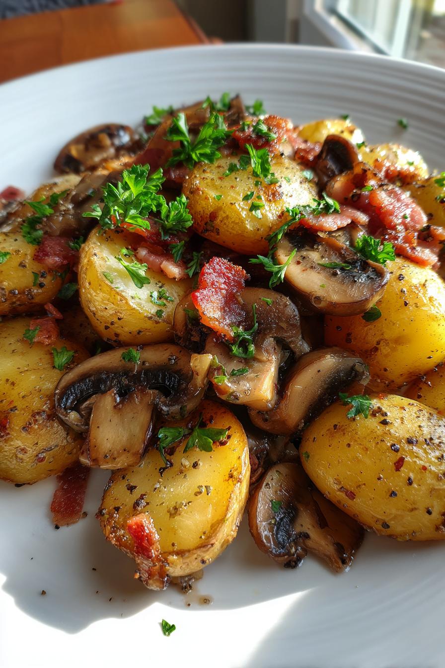 Deftige Kartoffel-Pilz-Speck-Pfanne in nur 30 Minuten