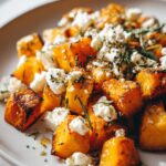Kürbis und Schafskäse aus dem Ofen