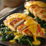 Cremige Hähnchenbrust mit Spinat und Cheddar