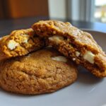 Kuerbis Cookies mit weisser Schokolade