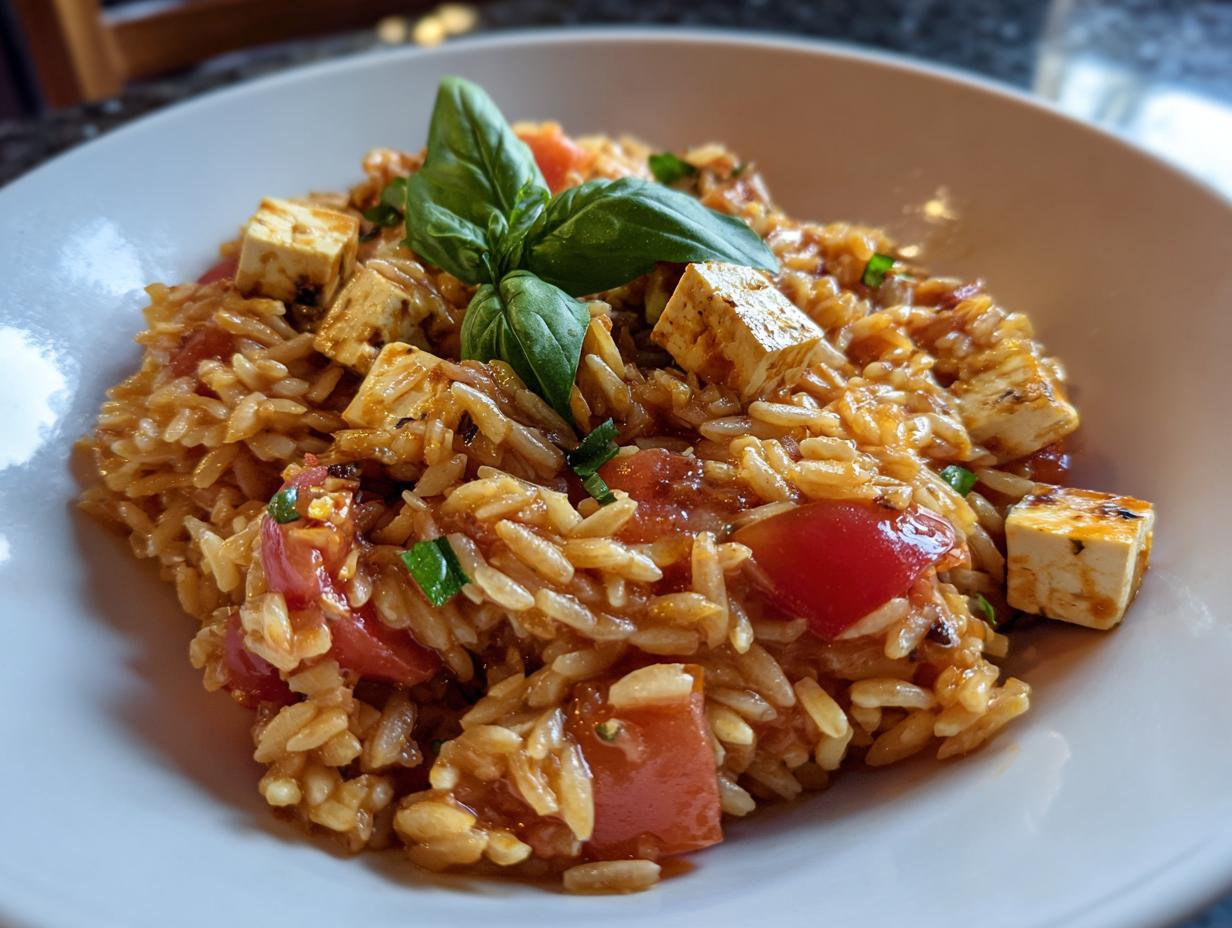 Tomaten Orzo mit Tofu: 30 Min Glücklich Kochen