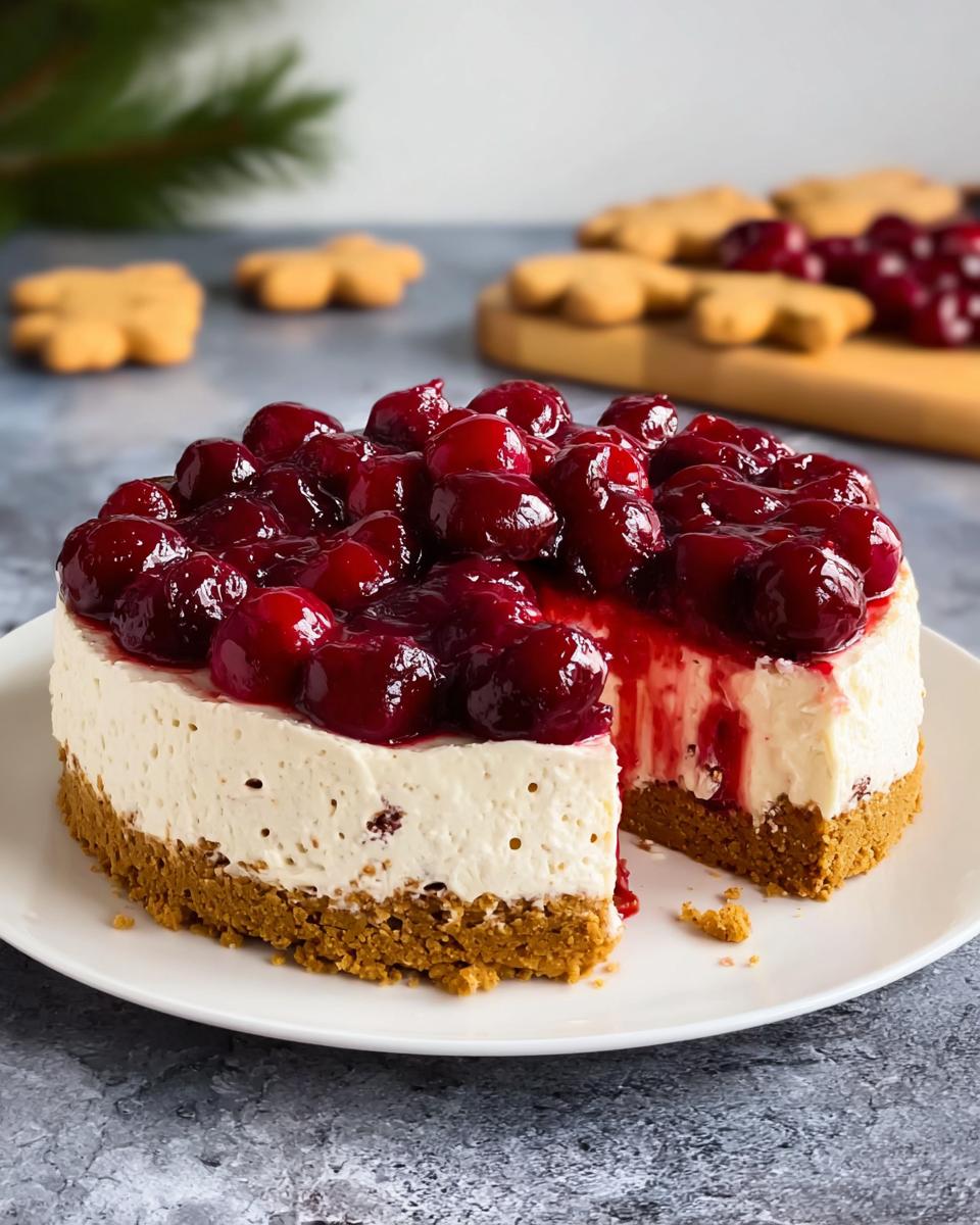 Lebkuchen Cheesecake ohne Backen mit Kirschen - detail 1