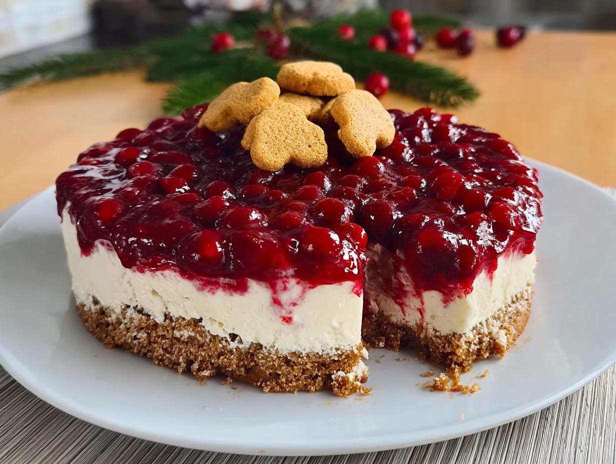 Lebkuchen Cheesecake ohne Backen mit Kirschen